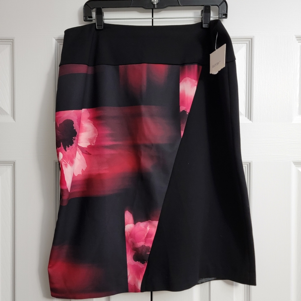 Ellen Tracy Petite Bright Future A-Line Skirt Black Raspberry 16P